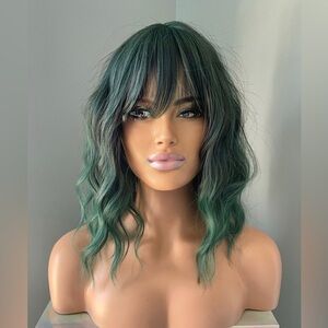 Green Wavy Hair Wig